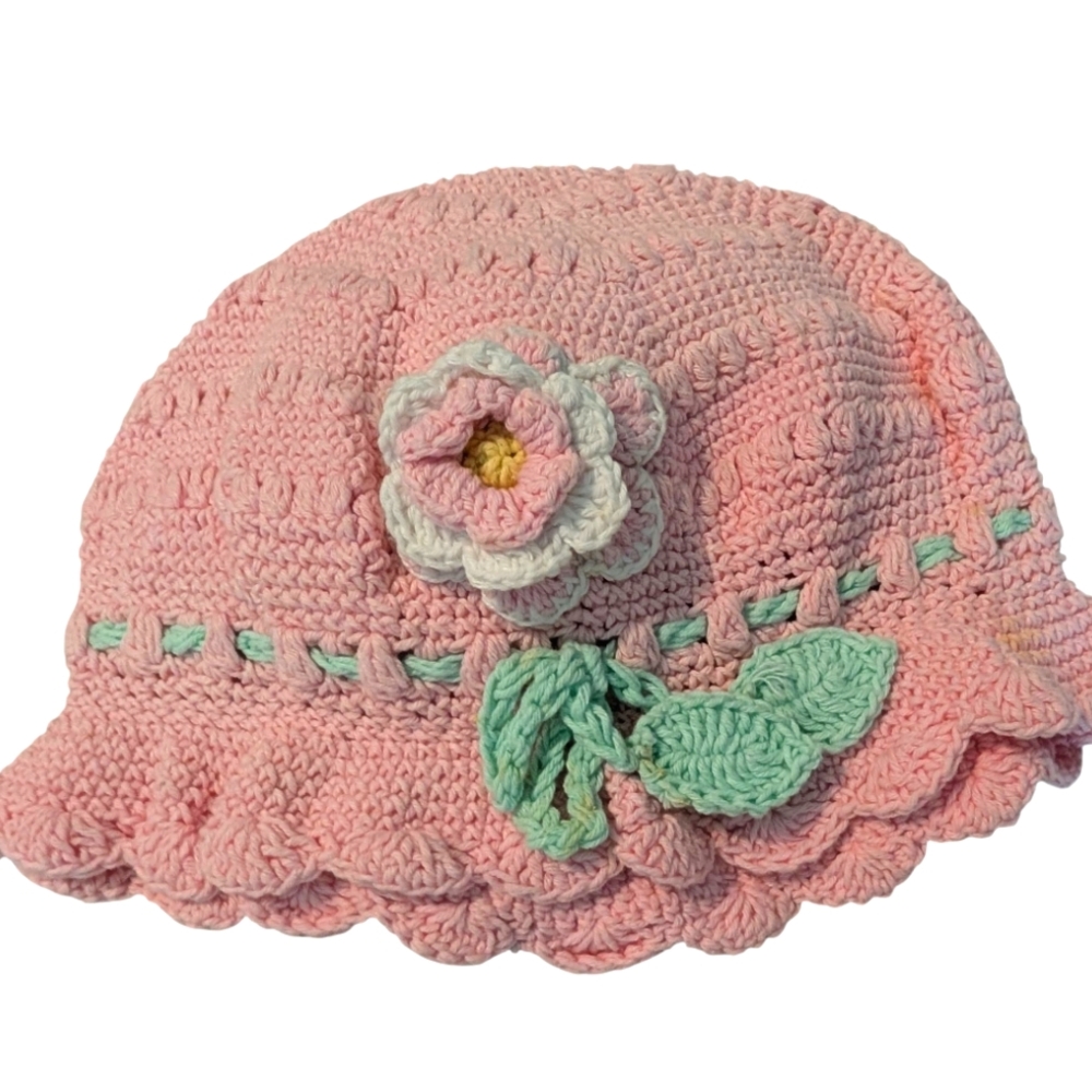 San Diego Hat DayLee Design Hand Crotchet Infant Girls Floral Hat